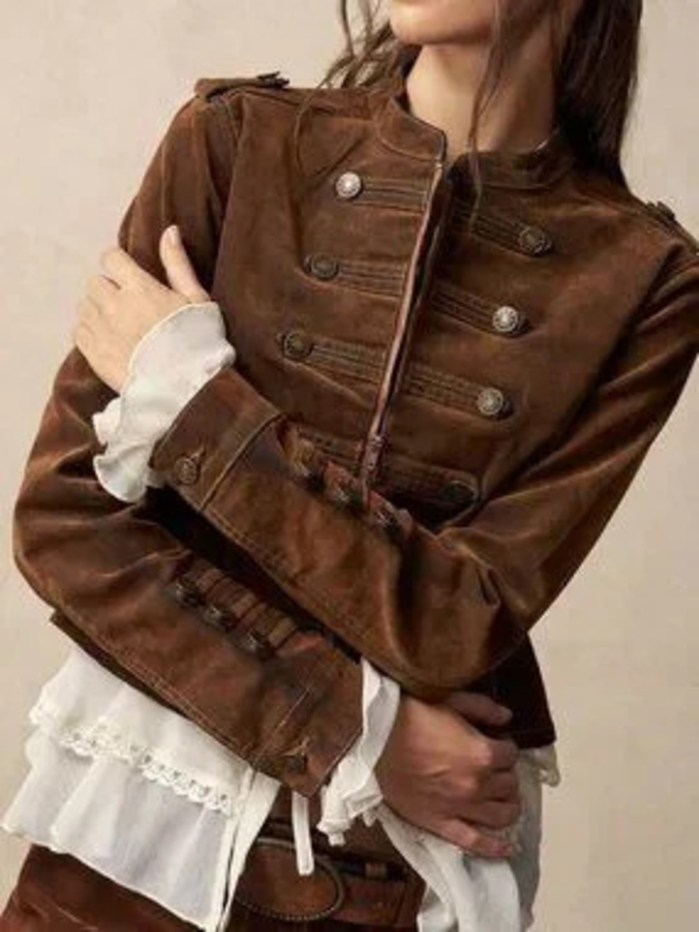 Brown Casual Women's Woven Fitted Jacket
